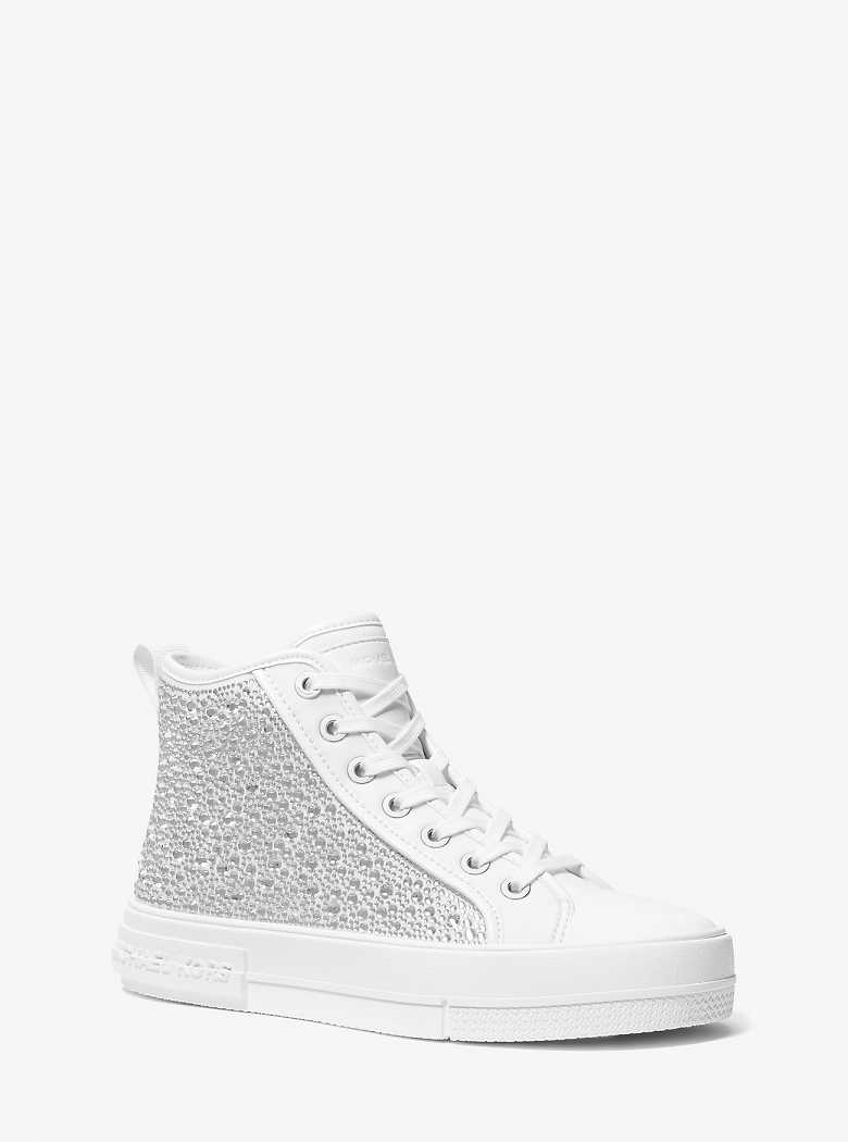 Michaelkors Evy Embellished Scuba High-Top Branco | SN-MK27448