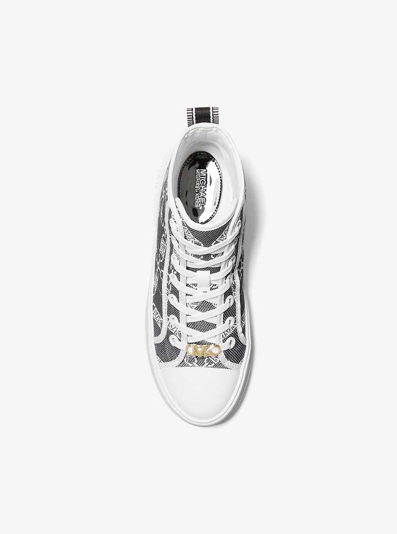 Michaelkors Evy Empire Logo Jacquard High-Top Pretas Branco | SN-MK27421