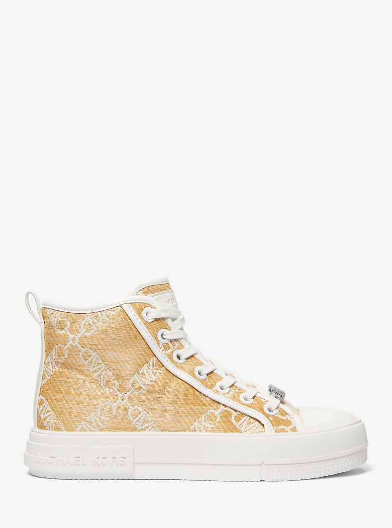 Michaelkors Evy Empire Logo Jacquard Straw High-Top Multicoloridas | SN-MK27462