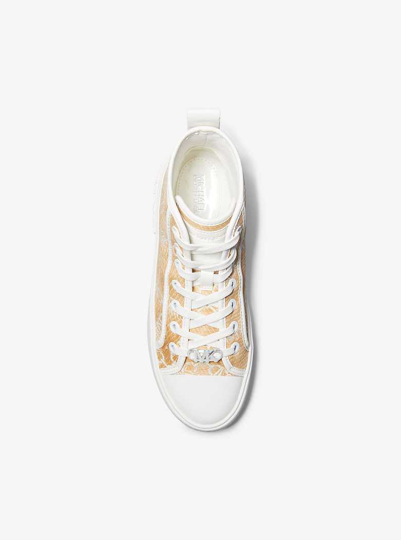 Michaelkors Evy Empire Logo Jacquard Straw High-Top Multicoloridas | SN-MK27462