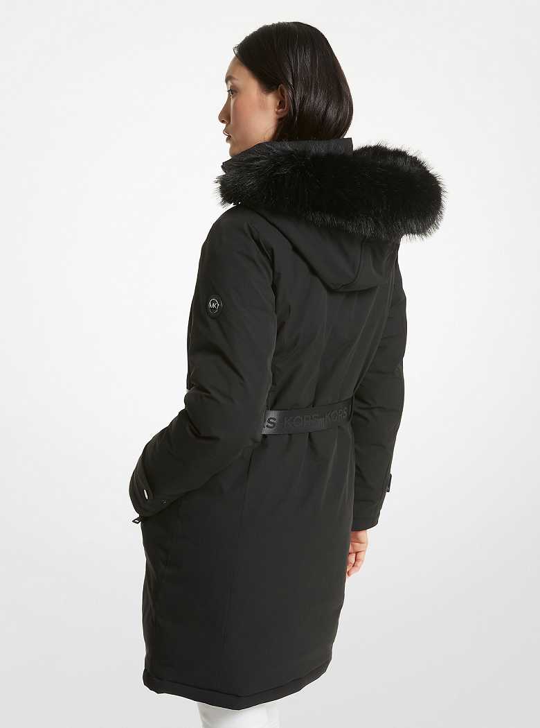 Michaelkors Faux Fur Trim Belted Pretas | SN-MK26646
