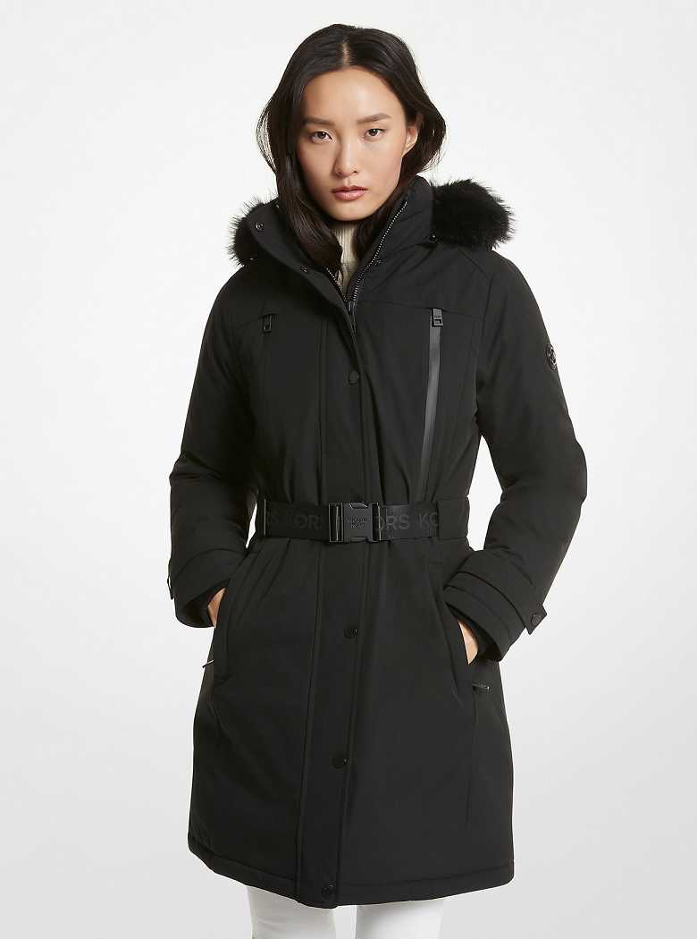 Michaelkors Faux Fur Trim Belted Pretas | SN-MK26646