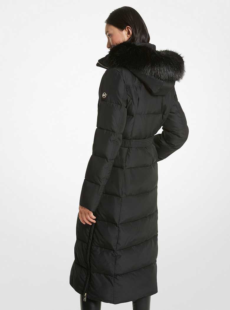 Michaelkors Faux Fur Trim Quilted Pretas | SN-MK26611