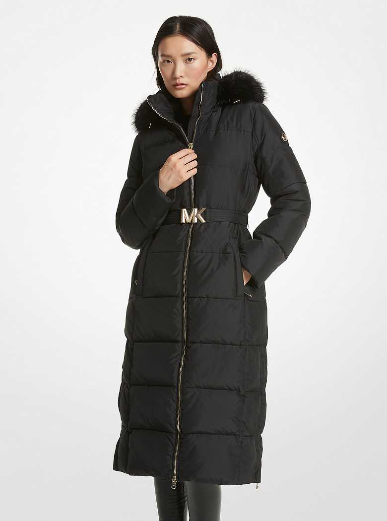 Michaelkors Faux Fur Trim Quilted Pretas | SN-MK26611