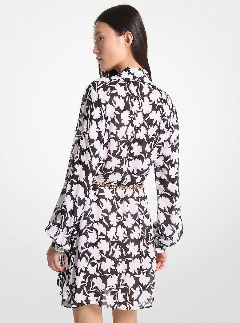Michaelkors Floral Georgette Midi Pretas Branco | SN-MK26672