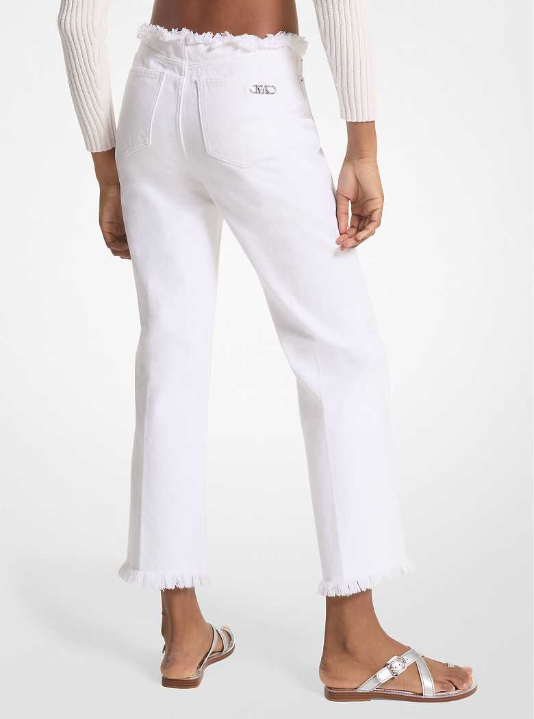 Michaelkors Frayed Denim Cropped Branco | SN-MK26535