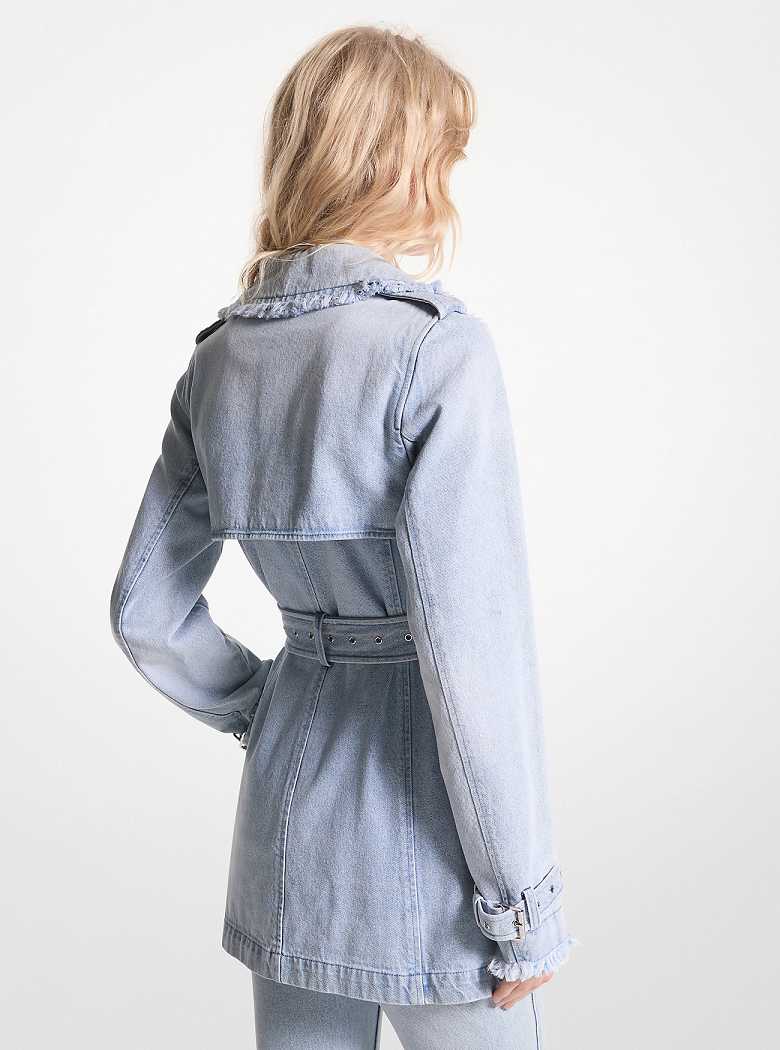 Michaelkors Frayed Denim Trench Azuis Azul Claro | SN-MK26581