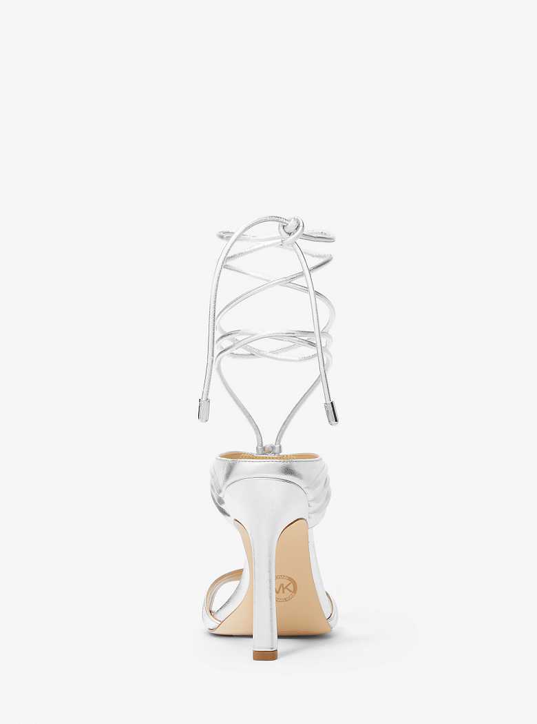Michaelkors Gabriella Metallic Leather Lace-Up Prateadas | SN-MK27569