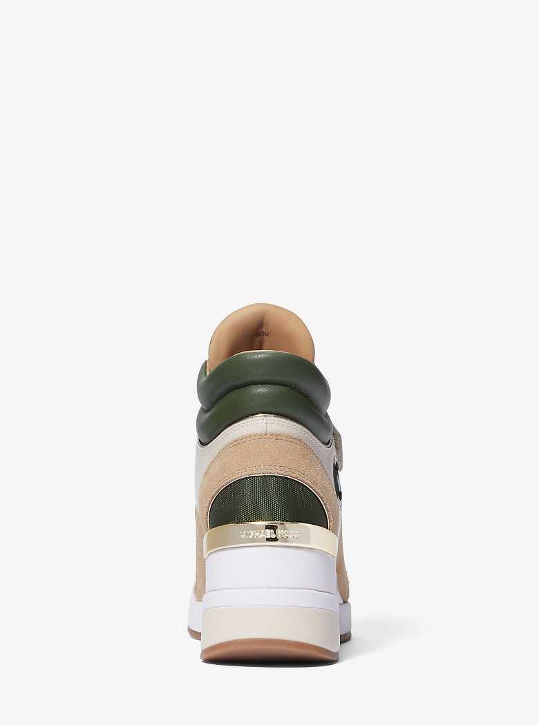 Michaelkors Gentry Leather and Canvas High-Top Wedge Verdes Multicoloridas | SN-MK27426