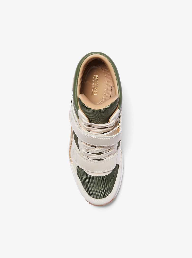 Michaelkors Gentry Leather and Canvas High-Top Wedge Verdes Multicoloridas | SN-MK27426