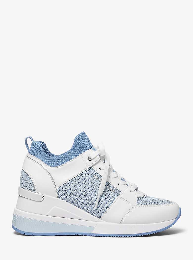 Michaelkors Georgie Leather and Textured Knit Branco Azuis | SN-MK27431