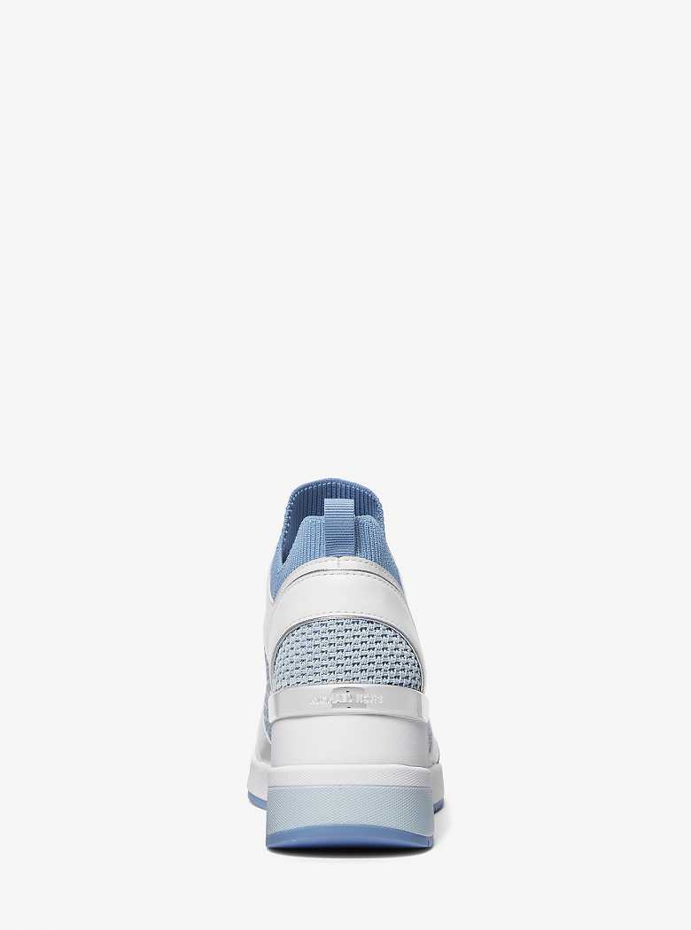 Michaelkors Georgie Leather and Textured Knit Branco Azuis | SN-MK27431