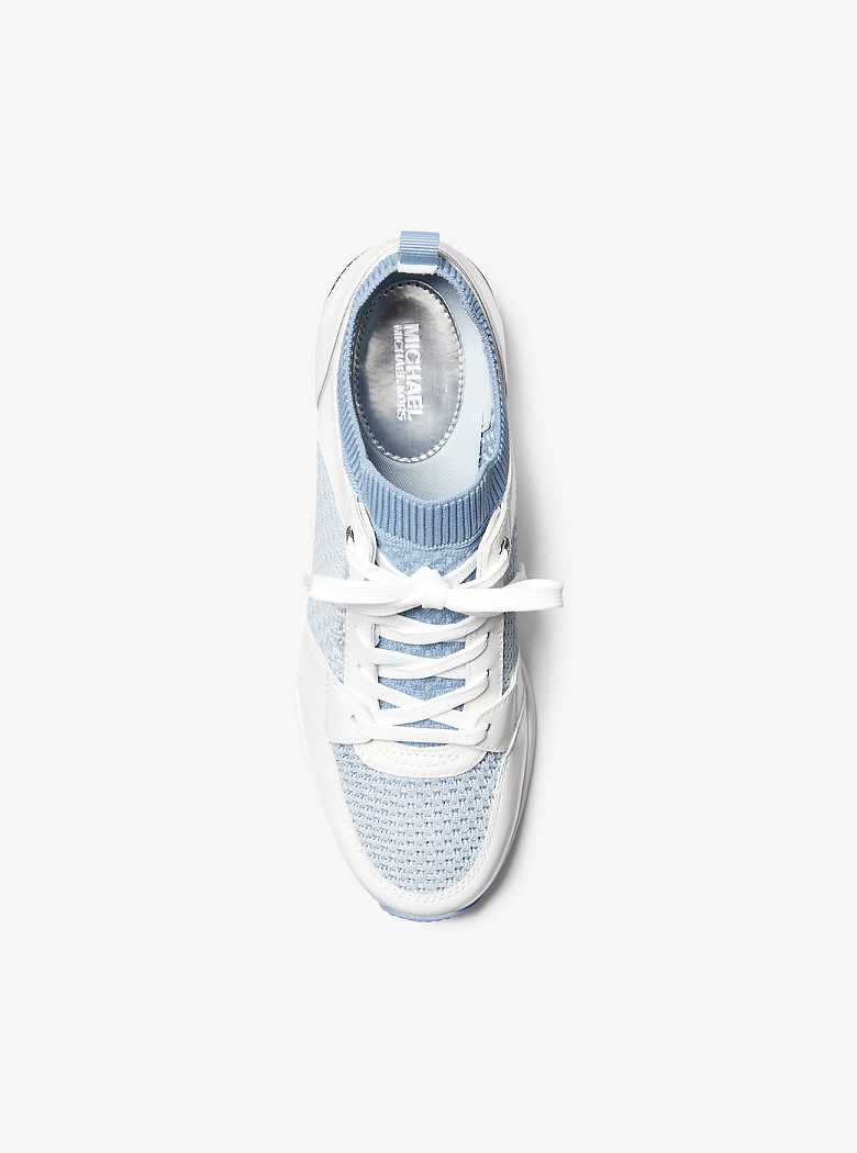 Michaelkors Georgie Leather and Textured Knit Branco Azuis | SN-MK27431