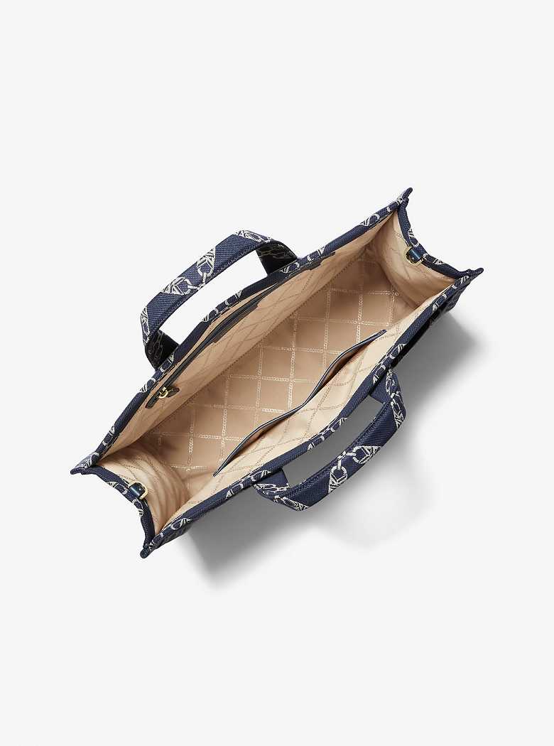 Michaelkors Gigi Large Empire Logo Jacquard Azul Marinho Multicoloridas | SN-MK26799