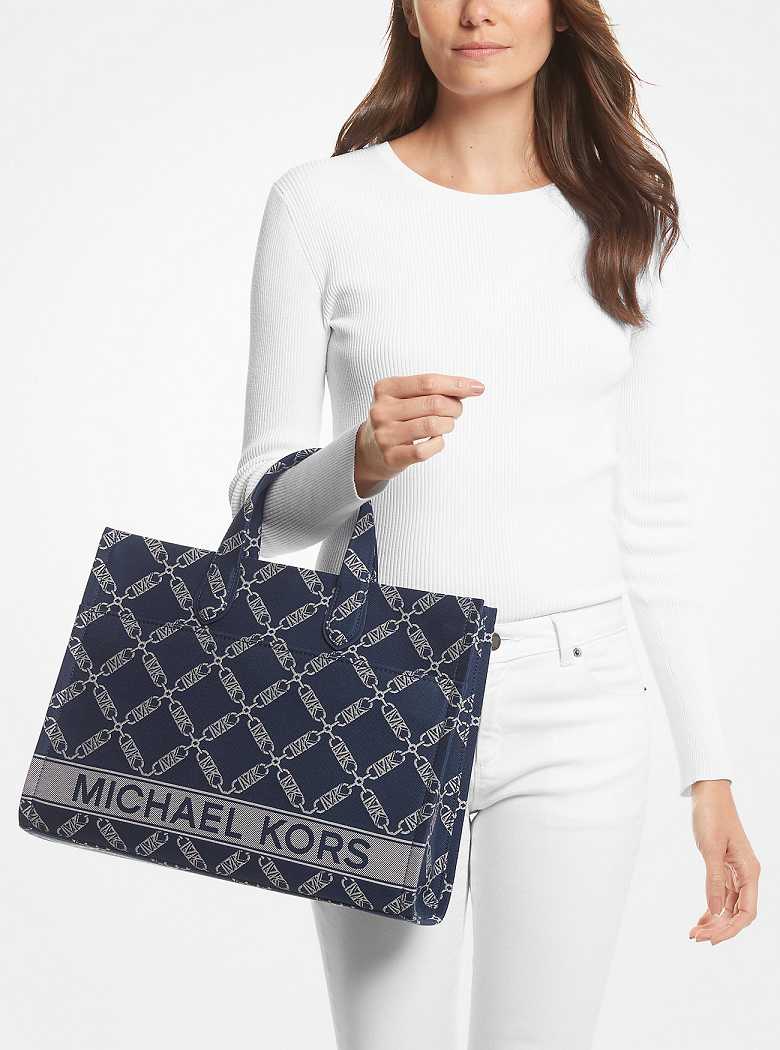 Michaelkors Gigi Large Empire Logo Jacquard Azul Marinho Multicoloridas | SN-MK26799