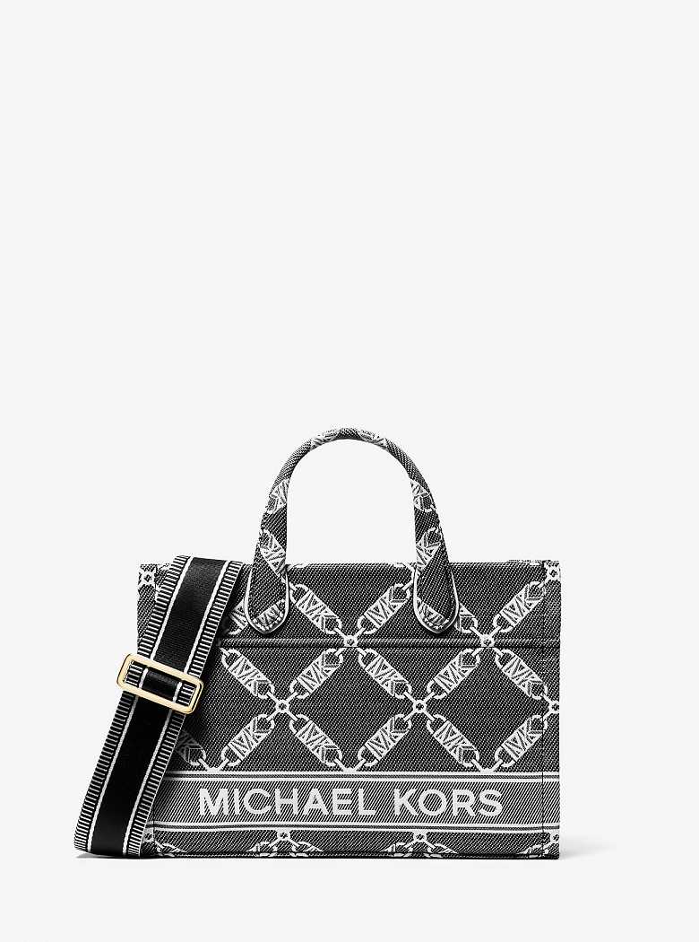 Michaelkors Gigi Small Empire Logo Jacquard Pretas Branco | SN-MK26805