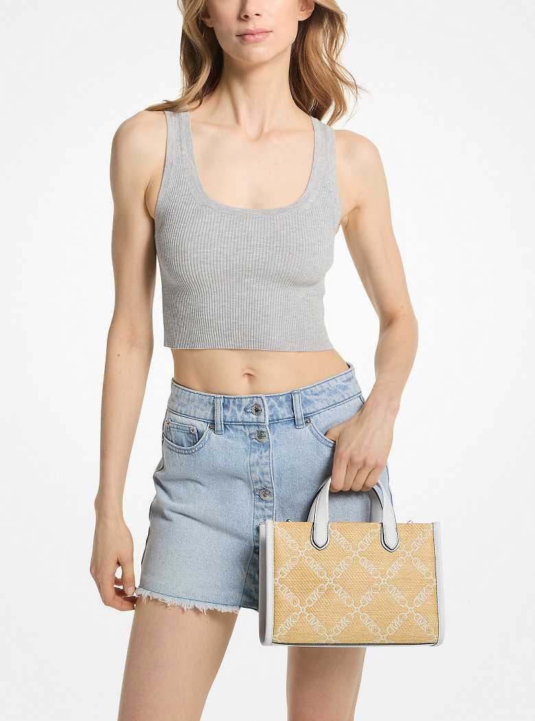 Michaelkors Gigi Small Empire Logo Jacquard Straw Multicoloridas | SN-MK27295