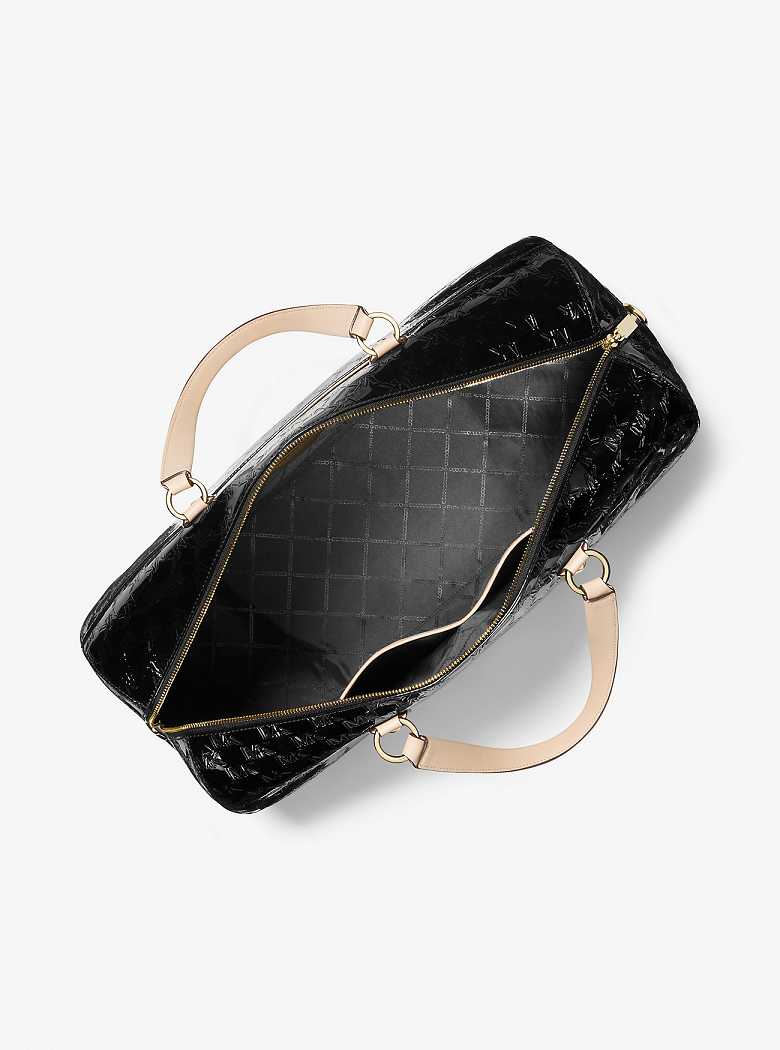 Michaelkors Grayson Extra-Large Logo Embossed Patent Pretas | SN-MK28156