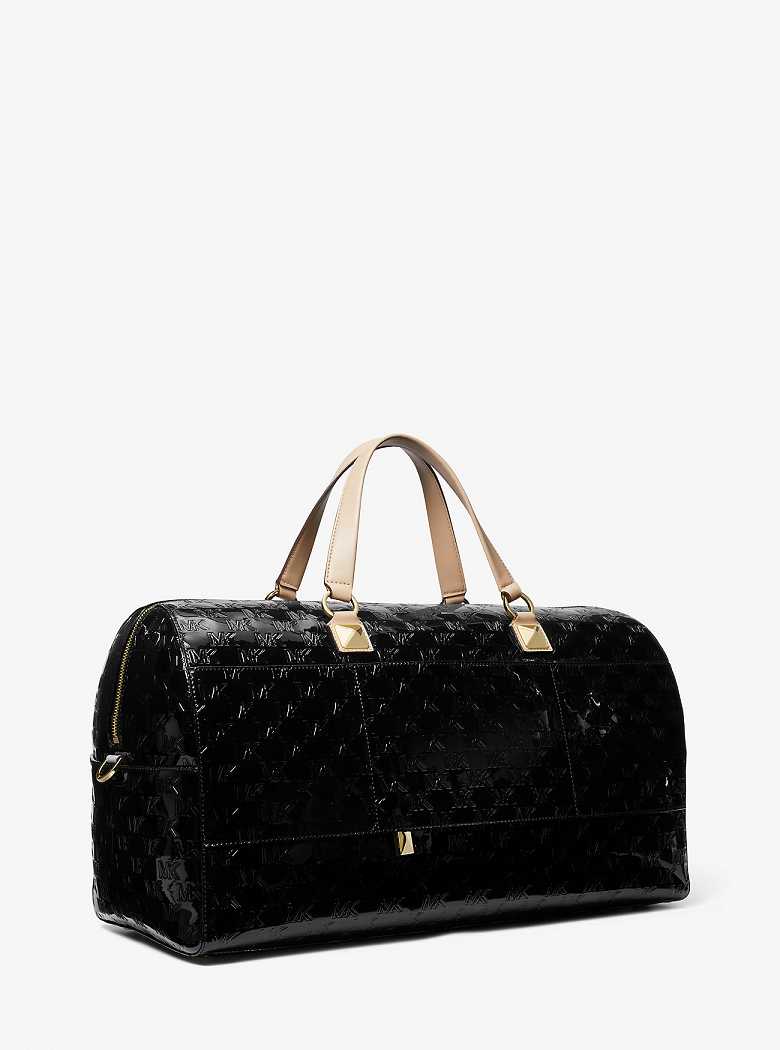 Michaelkors Grayson Extra-Large Logo Embossed Patent Pretas | SN-MK28156