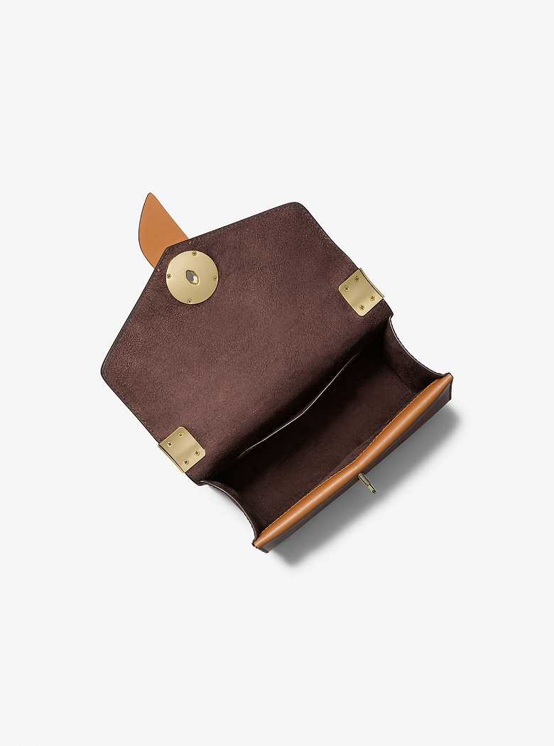 Michaelkors Greenwich Small Color-Block Logo and Saffiano Leather Marrom | SN-MK27027