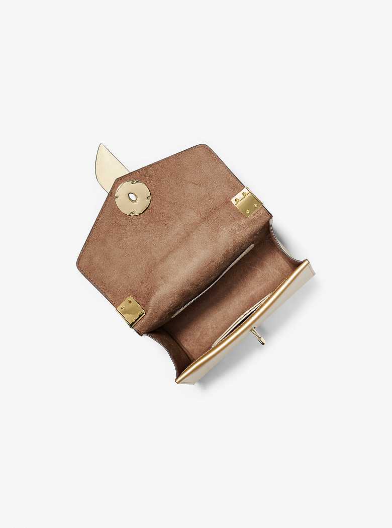 Michaelkors Greenwich Small Metallic Saffiano Leather Douradas | SN-MK27199