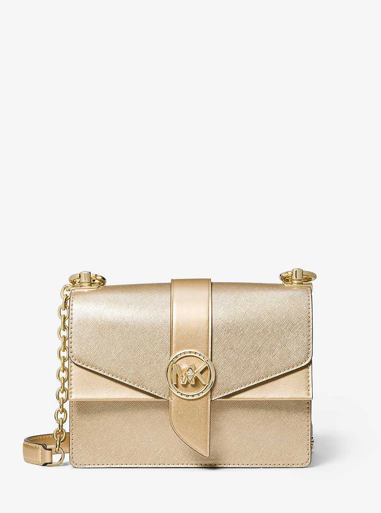 Michaelkors Greenwich Small Metallic Saffiano Leather Douradas | SN-MK27199