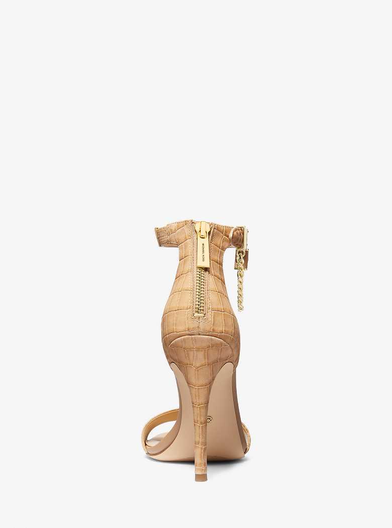 Michaelkors Hamilton Embellished Crocodile Embossed Leather Marrom | SN-MK27545
