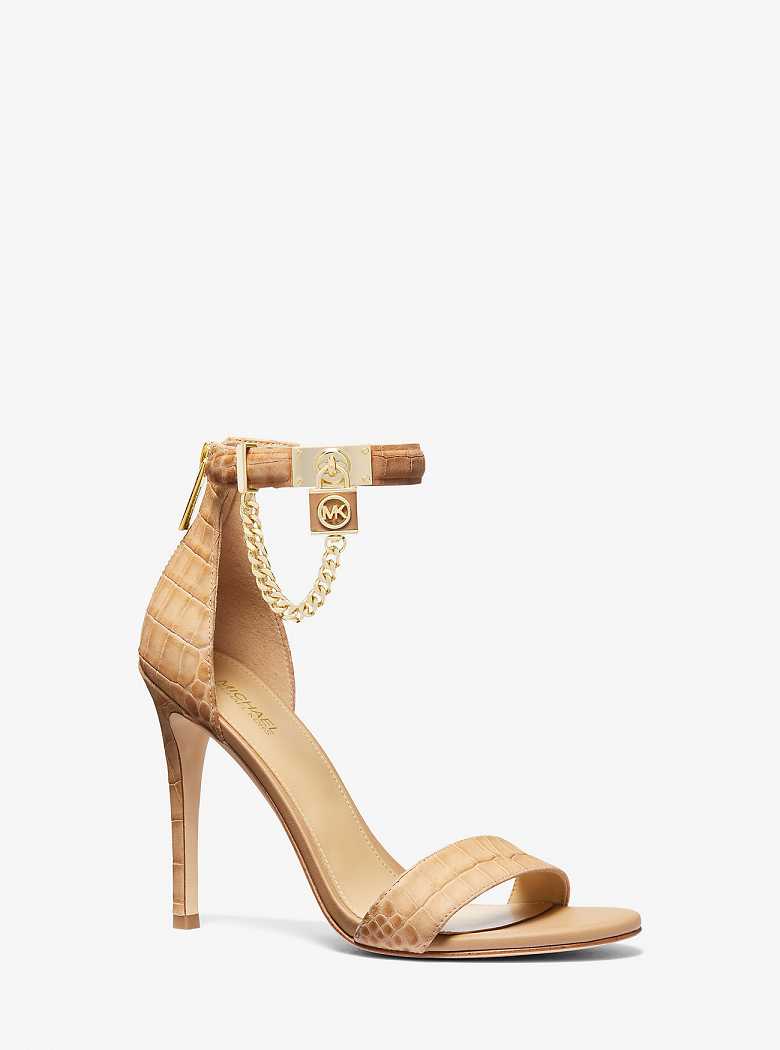 Michaelkors Hamilton Embellished Crocodile Embossed Leather Marrom | SN-MK27545