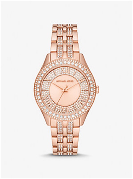 Michaelkors Harlowe Pavé Rose Gold-Tone Watch Rosa Douradas | SN-MK28441