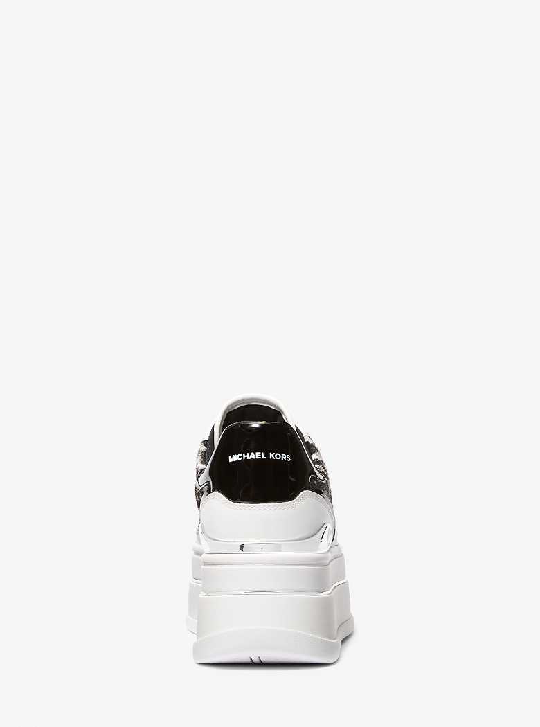 Michaelkors Hayes Leopard Print Calf Hair Platform Pretas | SN-MK27392