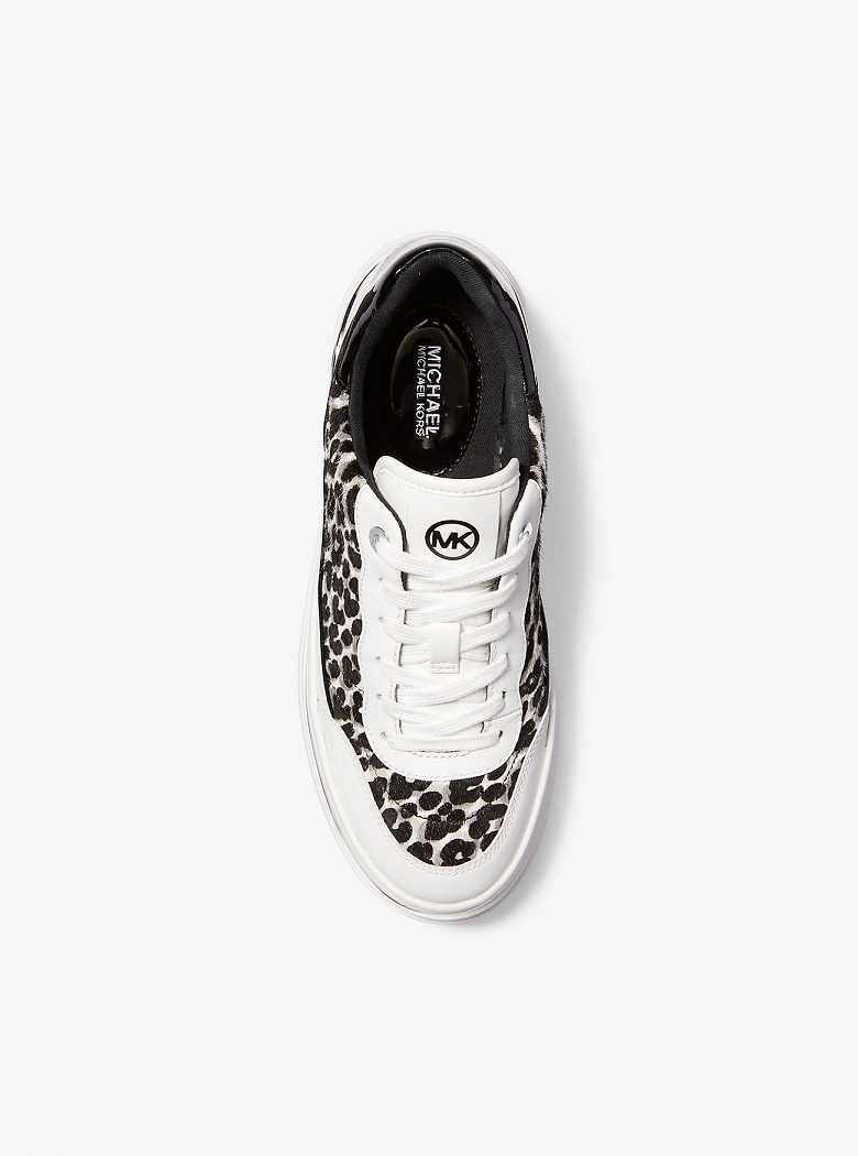 Michaelkors Hayes Leopard Print Calf Hair Platform Pretas | SN-MK27392