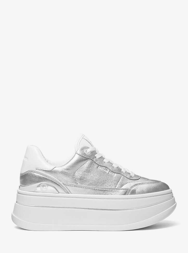 Michaelkors Hayes Metallic Leather Platform Prateadas | SN-MK27393