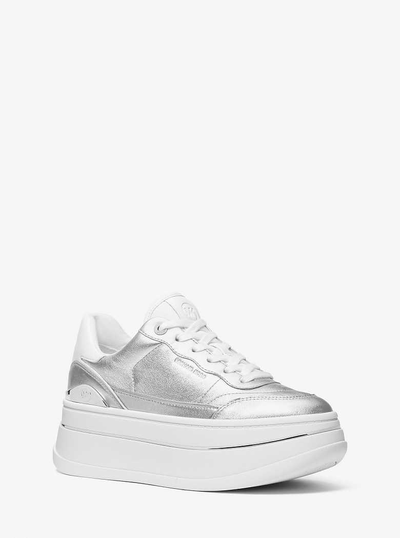 Michaelkors Hayes Metallic Leather Platform Prateadas | SN-MK27393