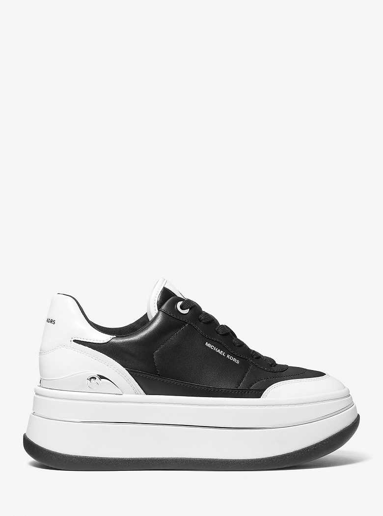 Michaelkors Hayes Two-Tone Leather Platform Pretas Branco | SN-MK27390