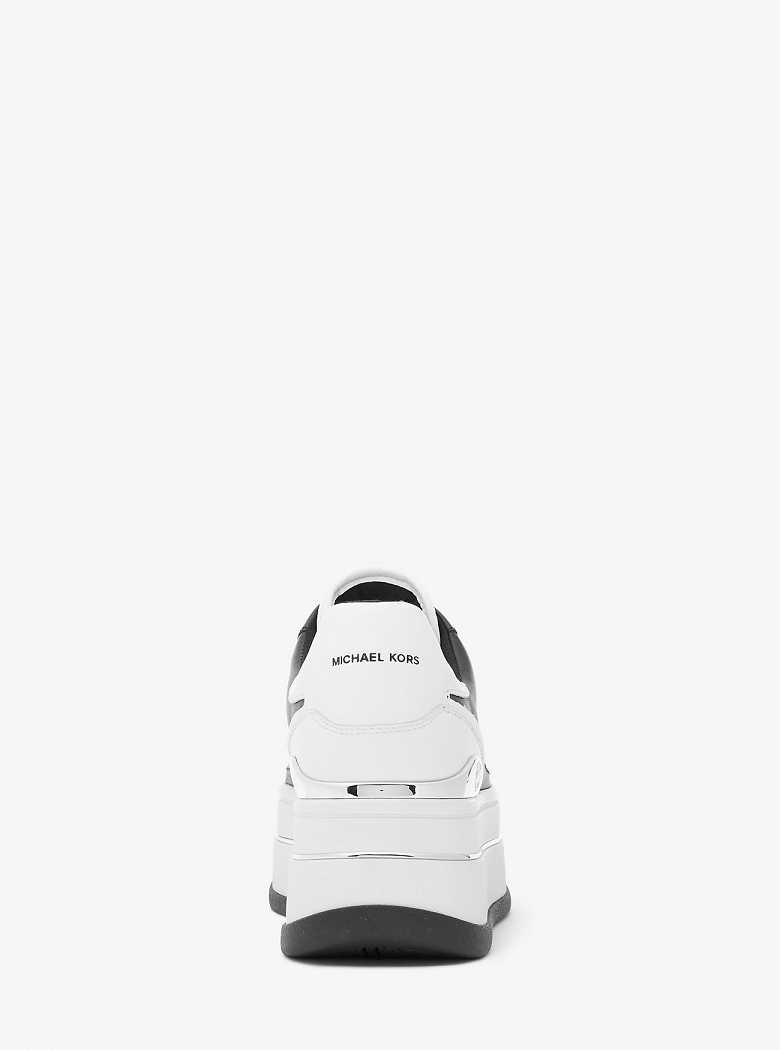 Michaelkors Hayes Two-Tone Leather Platform Pretas Branco | SN-MK27390