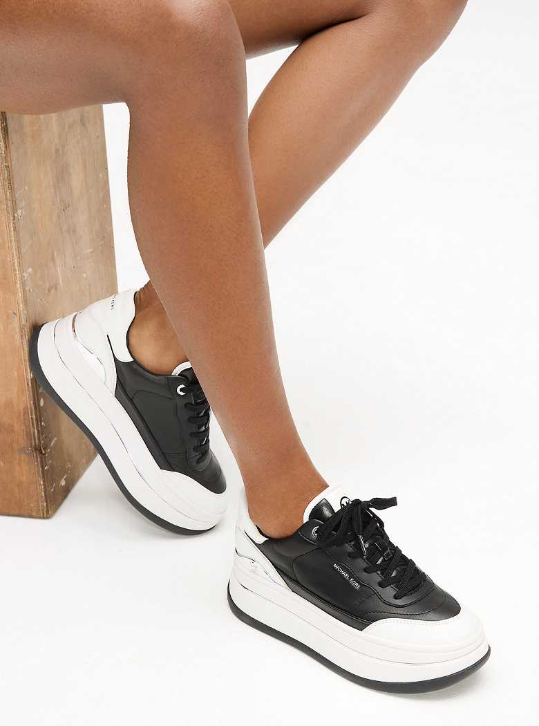 Michaelkors Hayes Two-Tone Leather Platform Pretas Branco | SN-MK27390