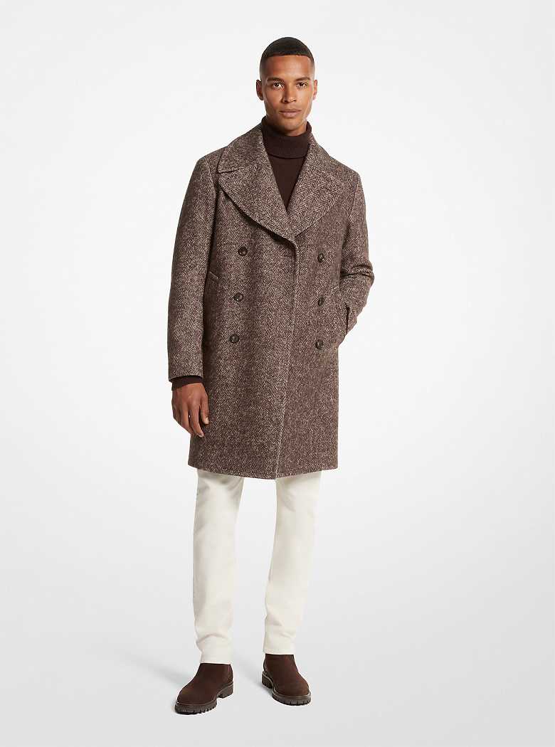 Michaelkors Herringbone Wool Blend Chocolate | SN-MK28072