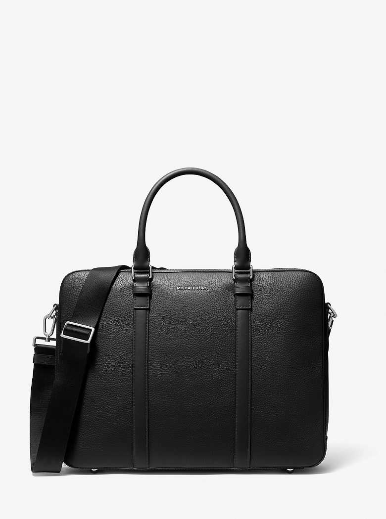 Michaelkors Hudson Logo and Leather Double-Gusset Pretas | SN-MK28125