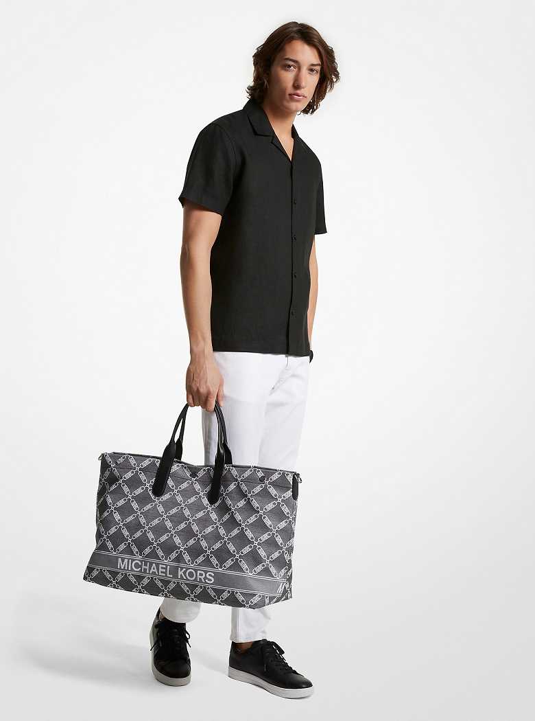 Michaelkors Hudson Oversized Empire Logo Jacquard Pretas | SN-MK26927