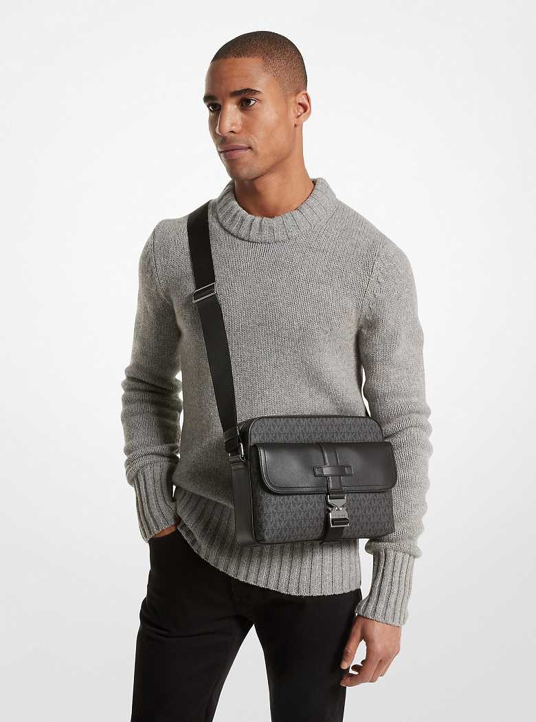 Michaelkors Hudson Signature Logo and Leather Pretas | SN-MK28138