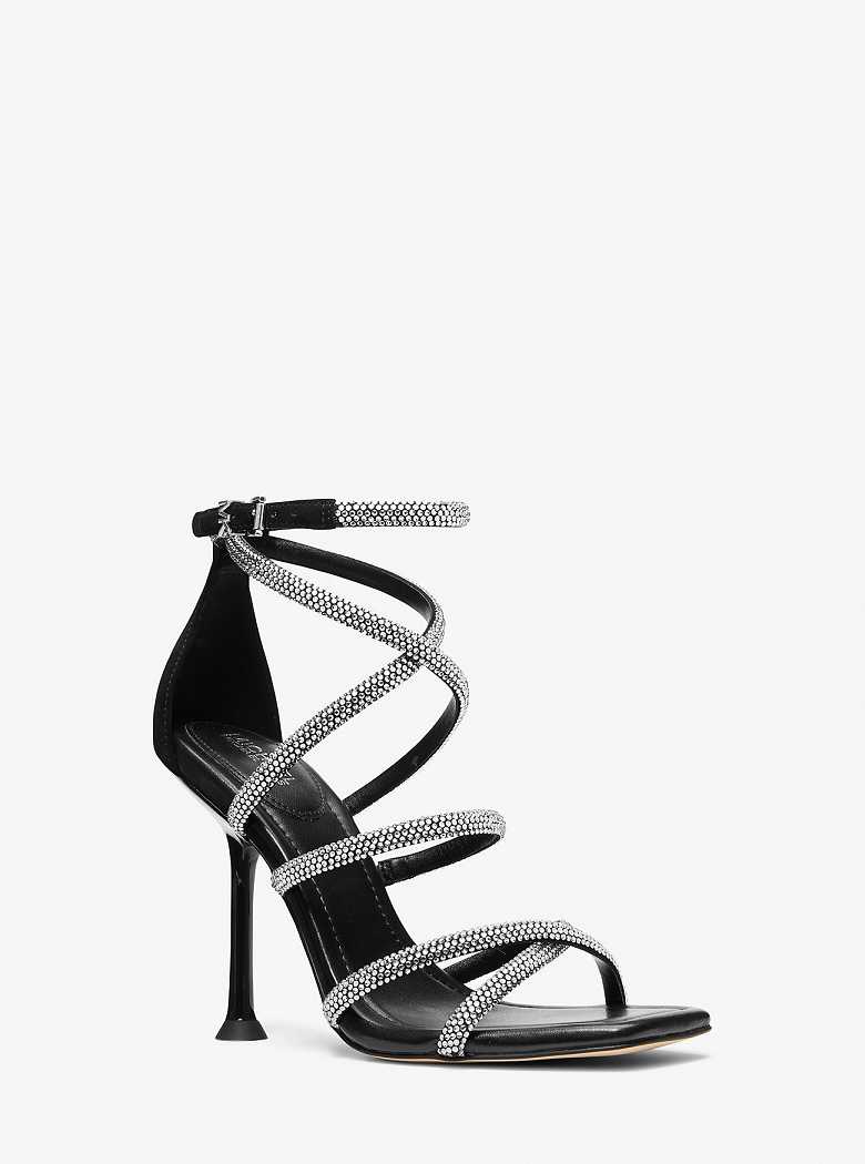 Michaelkors Imani Embellished Faux Suede Pretas | SN-MK27601