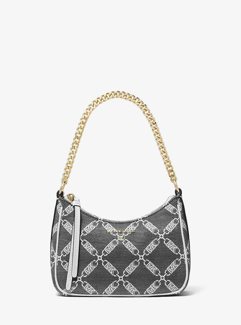 Michaelkors Jet Set Charm Small Empire Logo Jacquard Pretas Branco | SN-MK26985