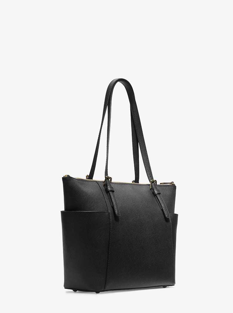 Michaelkors Jet Set Large Crossgrain Leather Top-Zip Pretas | SN-MK26888