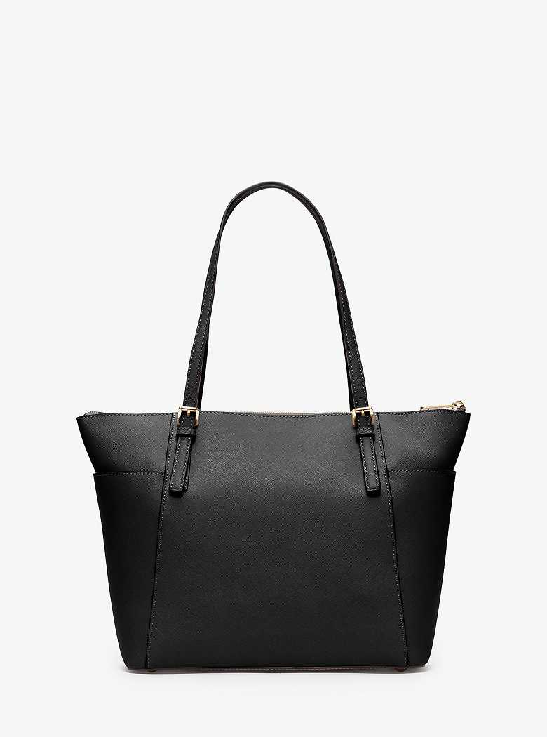 Michaelkors Jet Set Large Crossgrain Leather Top-Zip Pretas | SN-MK26888