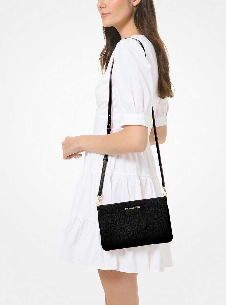 Michaelkors Jet Set Large Pebbled Leather Pretas | SN-MK27113