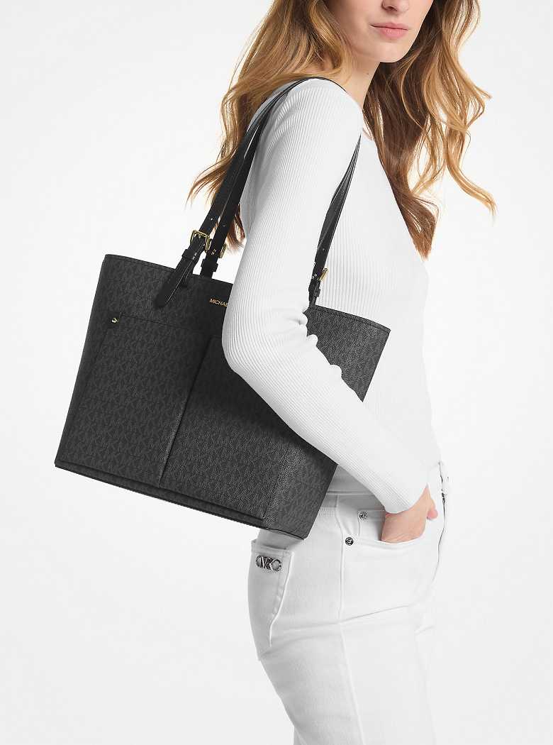 Michaelkors Jet Set Medium Logo Pocket Pretas | SN-MK26789