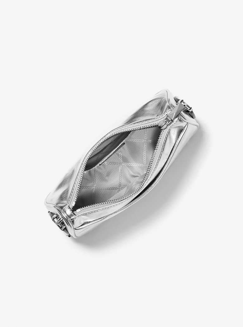 Michaelkors Jet Set Medium Metallic Leather Prateadas | SN-MK27139
