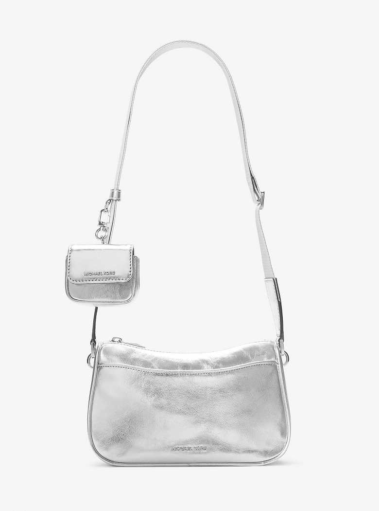 Michaelkors Jet Set Medium Metallic Leather Prateadas | SN-MK27139