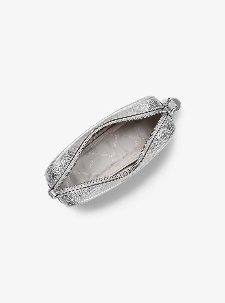 Michaelkors Jet Set Medium Metallic Pebbled Leather Prateadas | SN-MK27223