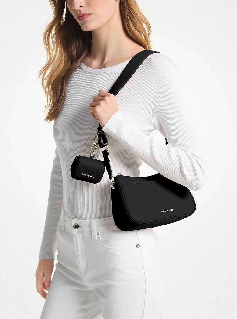 Michaelkors Jet Set Medium Pebbled Leather Pretas | SN-MK27138
